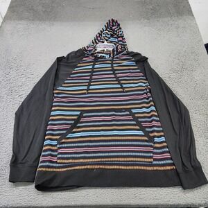 Beautiful Giant Hoodie Mens XL Black Multicolor Striped Pullover Kangaroo Pocket